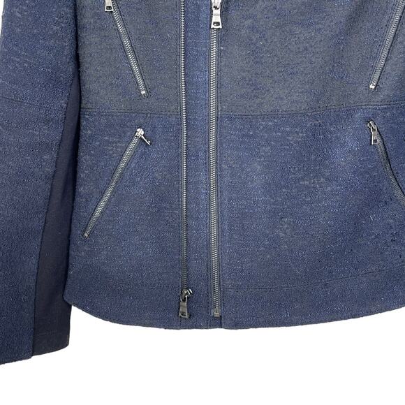 BCBGMAXAZRIA Darin Tweed Moto Military Style Jacket Coat Blue Black XS - Picture 6 of 9